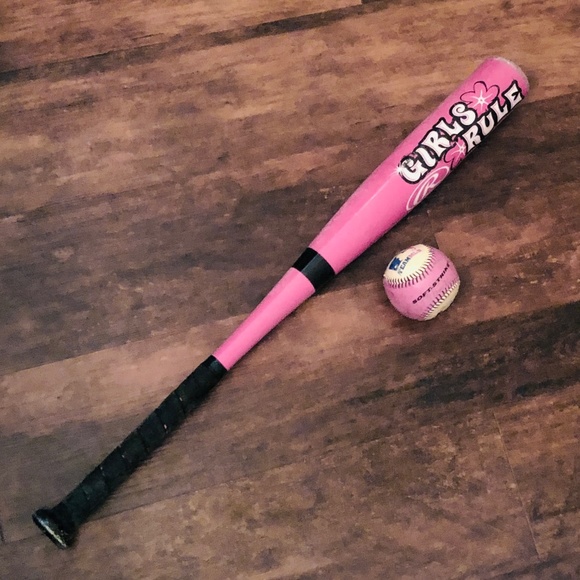 Rawlings Toys Rawlings Pink Bat Ball Girls Rule 2 Tball 25 13oz